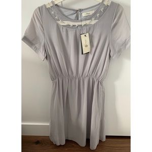 Lavender with beaded pearl chiffon dress